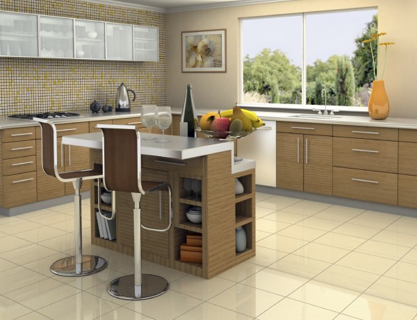 Cuisine en bois et inox