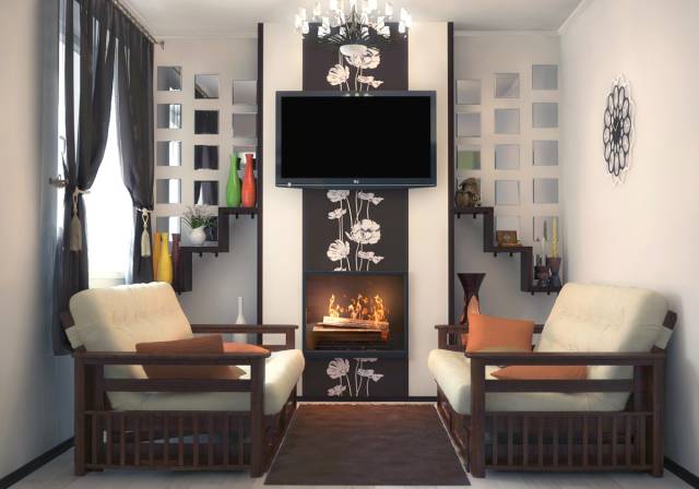 Seleccionamos una chimenea para el interior del salón.