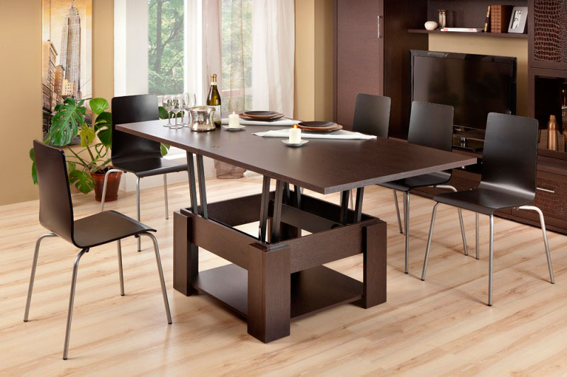 Mesa multifuncional - transformador de color oscuro