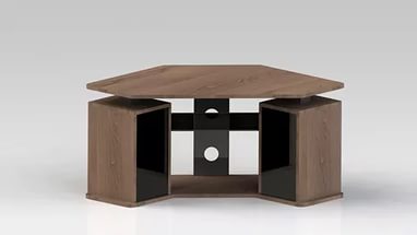 Soporte de TV inusual para una sala de estar de diseño estrictamente