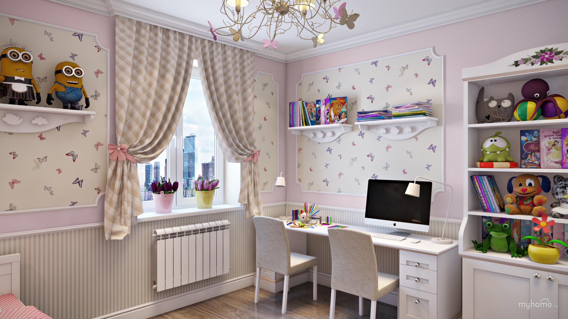 Projet de conception de papier peint léger pour une chambre de fille
