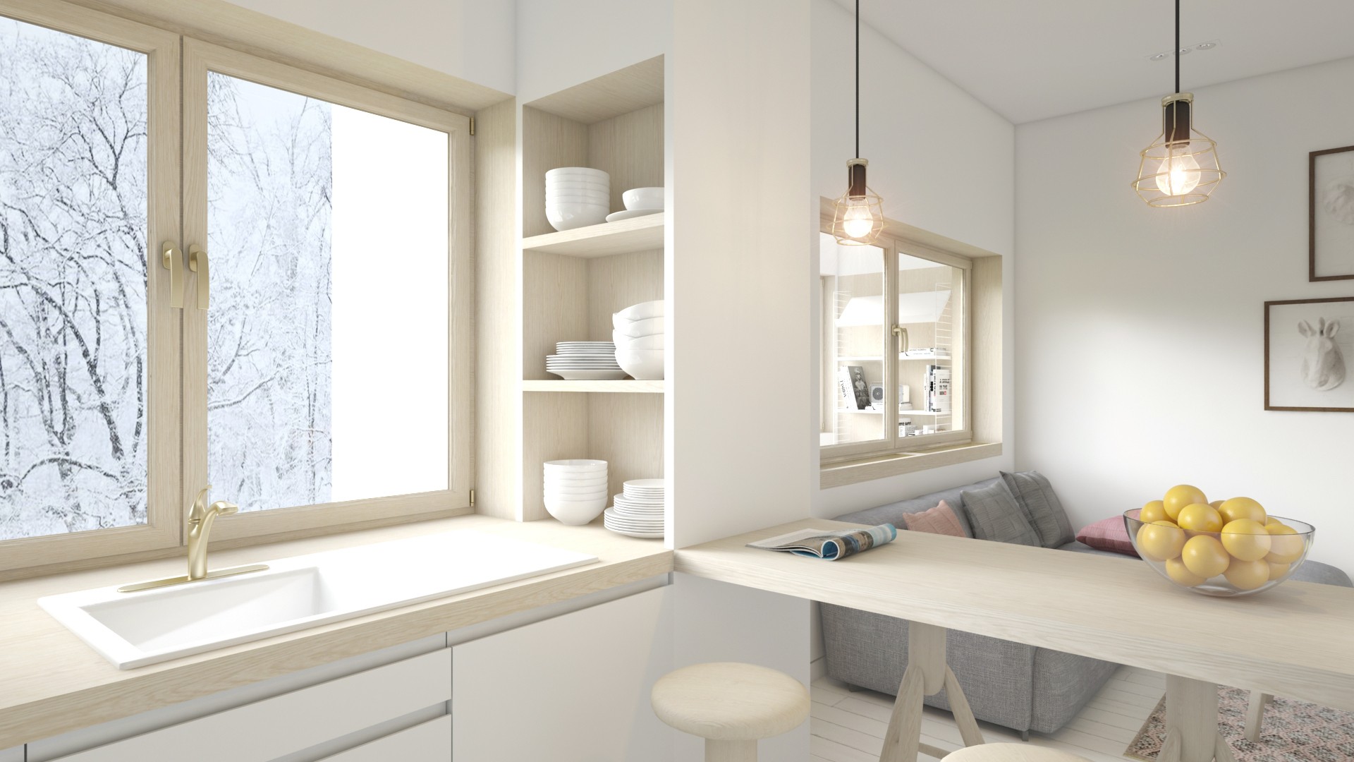 Style minimaliste pour le salon en blanc.