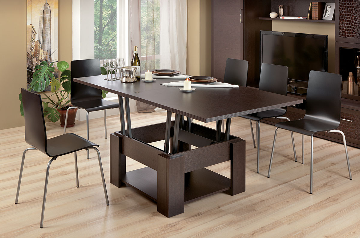 Mesa transformadora noble color chocolate oscuro
