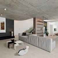 plafond de style avec du béton dans la photo de la chambre