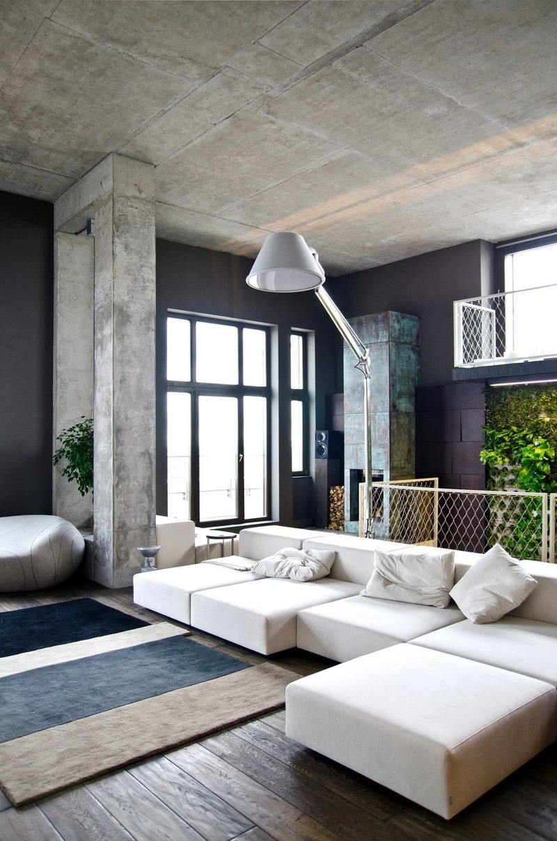 style de plafond avec du mortier de béton dans l'appartement
