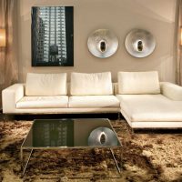canapé d'angle en cuir à l'intérieur de l'appartement photo