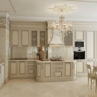 intérieur lumineux de la cuisine de style high-tech beige