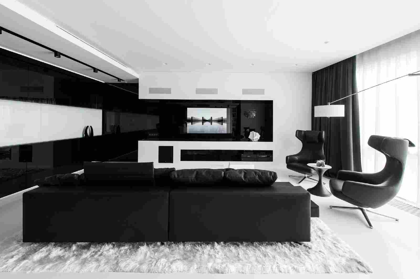 Décor de salon chic en noir et blanc