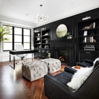 belle conception de la chambre à coucher dans l'image de couleur noire