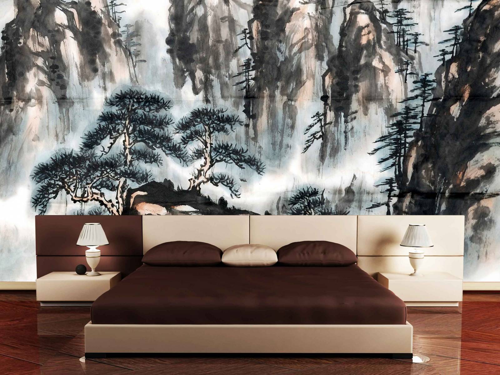 papier peint photo en bois dans la chambre