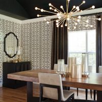 plafond noir tendu dans le décor de la photo de la cuisine