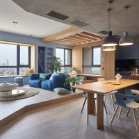 plafond intérieur avec mortier de béton dans la photo de l'appartement