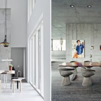 style de plafond avec une solution de béton dans la photo de la cuisine