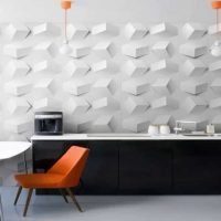 panneau 3d en aluminium brillant dans la photo du salon