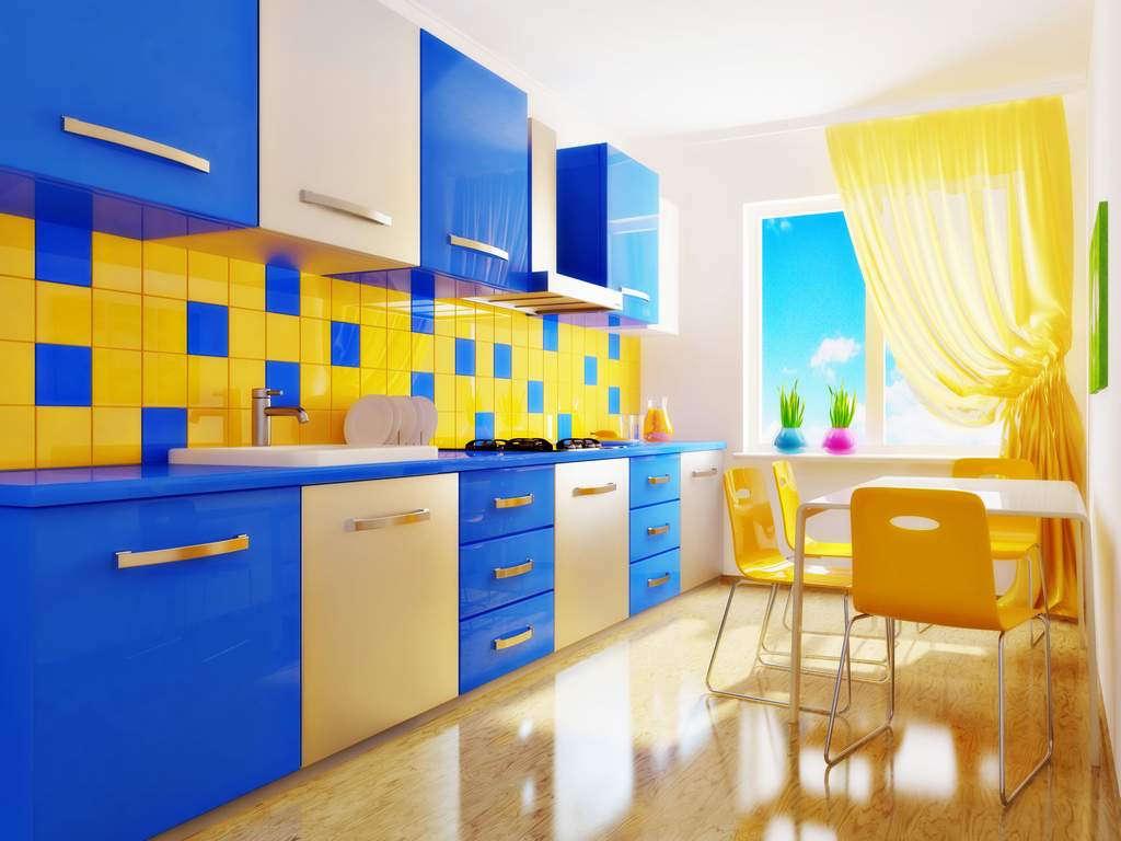 diseño de sala de cocina brillante