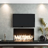 cheminée encastrée dans la photo de l'appartement