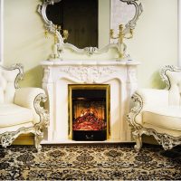 cheminée électrique à charnière dans le salon photo
