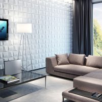 panneau 3d en aluminium brillant dans la photo de la chambre