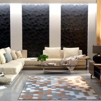 panneau 3d de bambou brillant dans la photo du salon