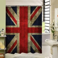 diseño brillante de un baño con ducha en colores oscuros photo