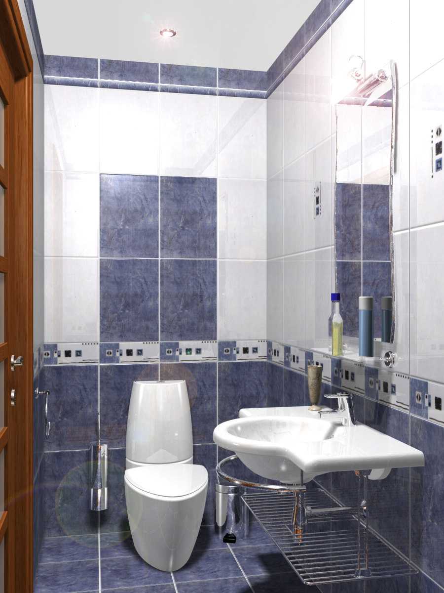 Diseño inusual de un baño con ducha en colores vivos.