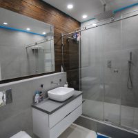 hermoso diseño de un baño con ducha de color claro