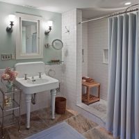 hermoso estilo de un baño con ducha en colores oscuros foto