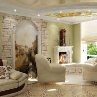 peintures murales dans la conception du salon avec une image de l'image du paysage
