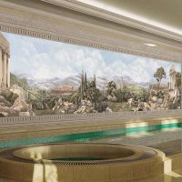 peintures murales dans le décor de la cuisine avec l'image de la nature