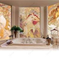 peintures murales dans le style du salon avec l'image de la nature photo