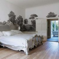 peintures murales dans la conception du salon avec une image de la nature