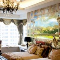 peintures murales dans le style d'un appartement avec un dessin d'une image de paysage