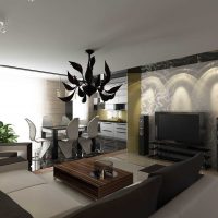 belle photo de salon de style loft