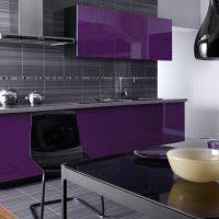 fachada de cocina brillante en púrpura foto