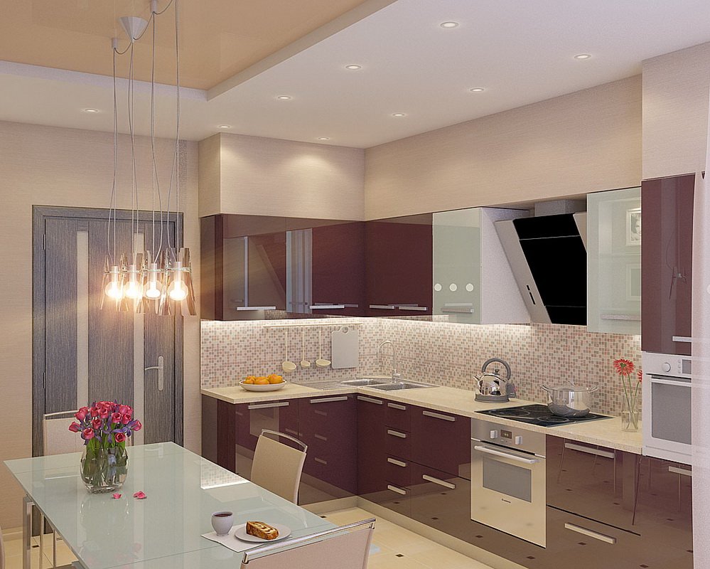 fachada de cocina moderna en morado