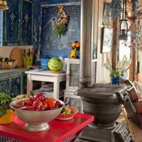 décor lumineux de la cuisine dans le style de boho photo