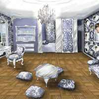 hermosa imagen de diseño de dormitorio de estilo rococó