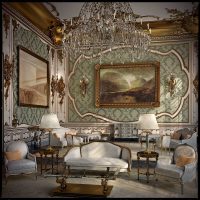 hermosa decoración de la sala de estar en el estilo rococó photo