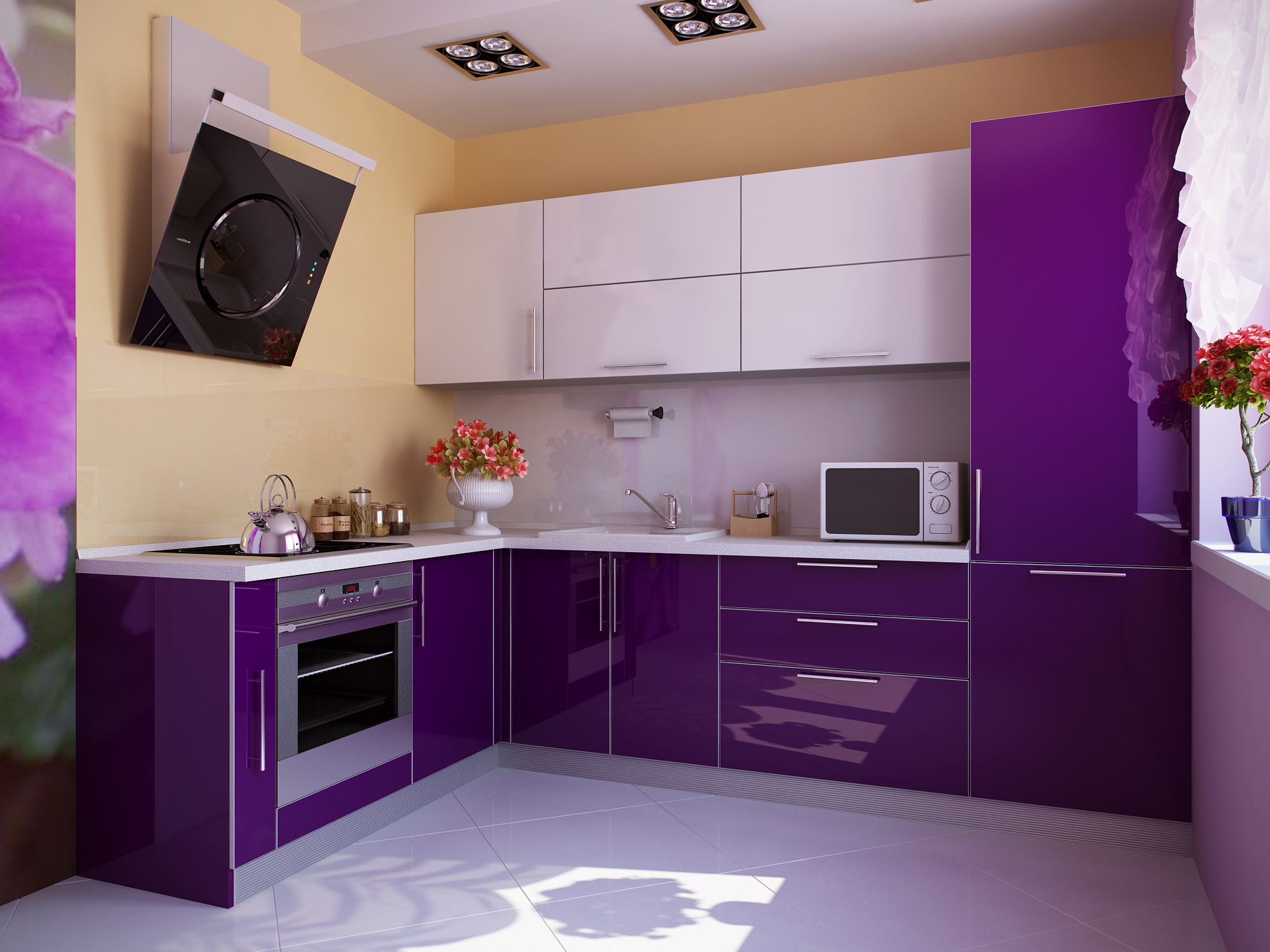 hermoso estilo de cocina en morado