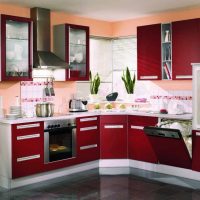 belle couleur bordeaux dans la conception de la photo de la cuisine