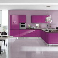 hermosa decoración de la cocina en tinte púrpura photo