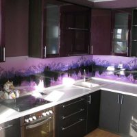 diseño moderno de la cocina en color morado photo