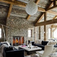 bel intérieur de chambre en photo de style rustique