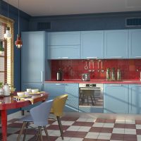 une combinaison de tons sombres à l'intérieur de la photo de la cuisine
