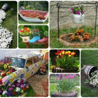 intéressant décor de jardin avec des matériaux improvisés photo