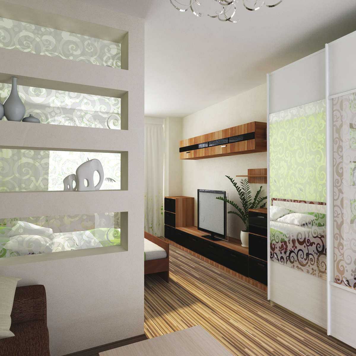 diseño de sala de estar de dormitorio ligero