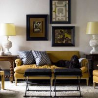 hermoso estilo de la sala de estar en color mostaza