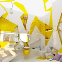 hermoso diseño de la habitación en color mostaza