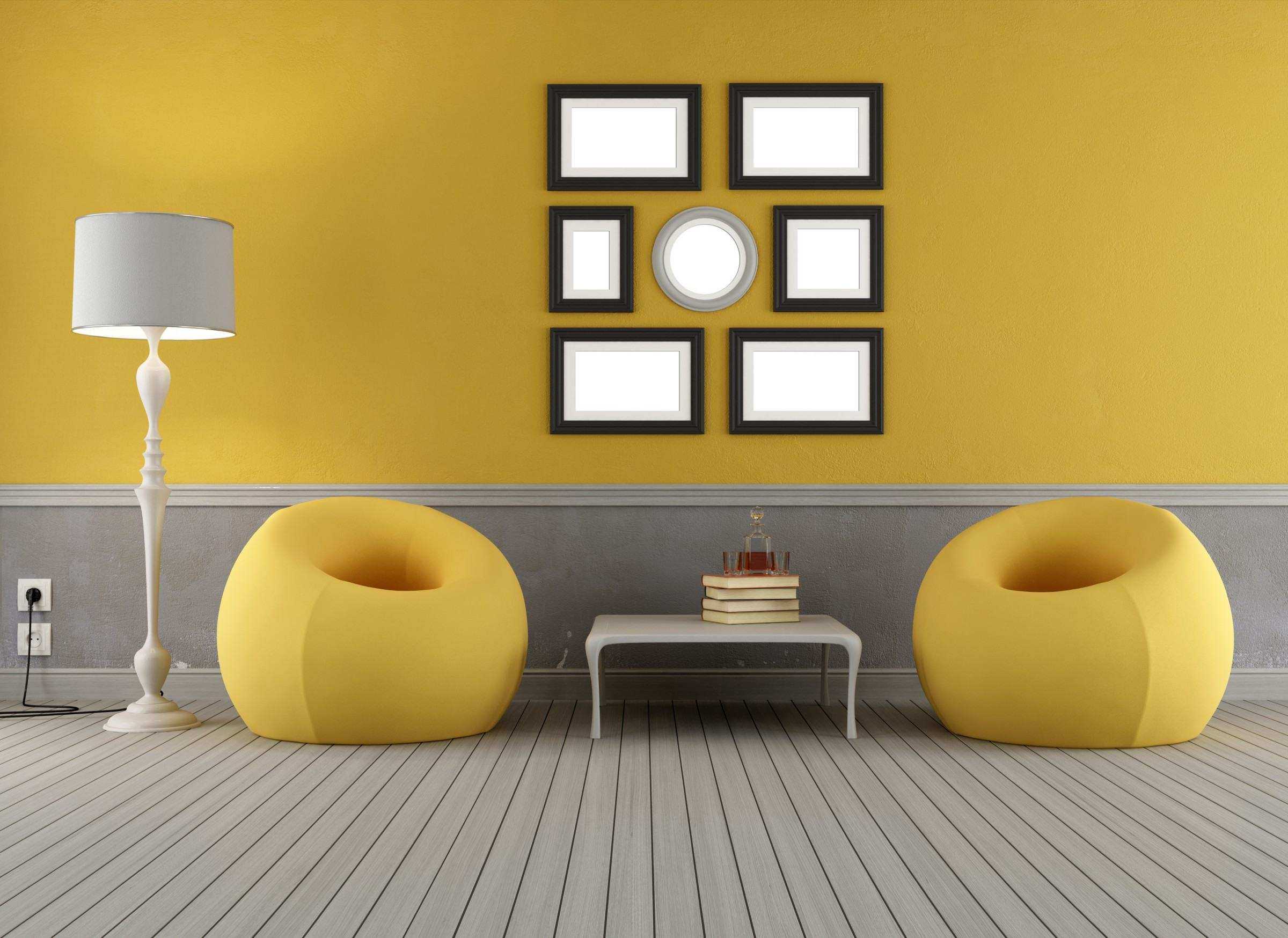 diseño de cocina de color mostaza inusual