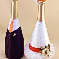 décoration de bouteille originale avec photo de rubans décoratifs